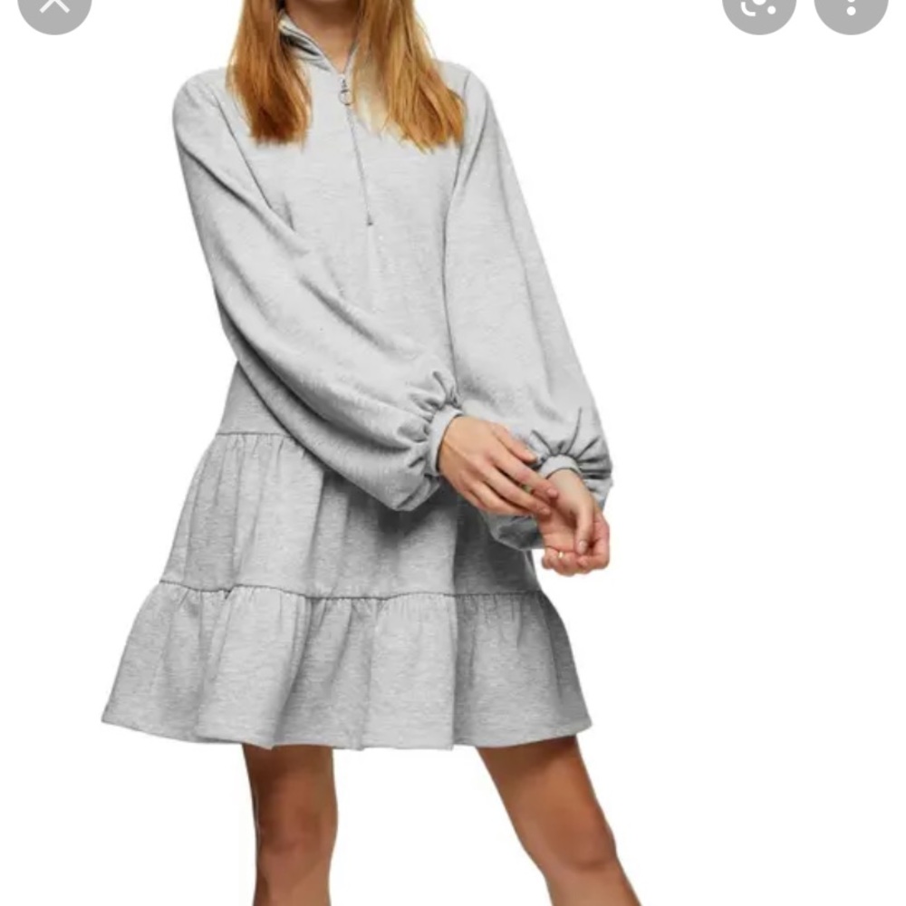 Topshop tiered grey sweatshirt dress